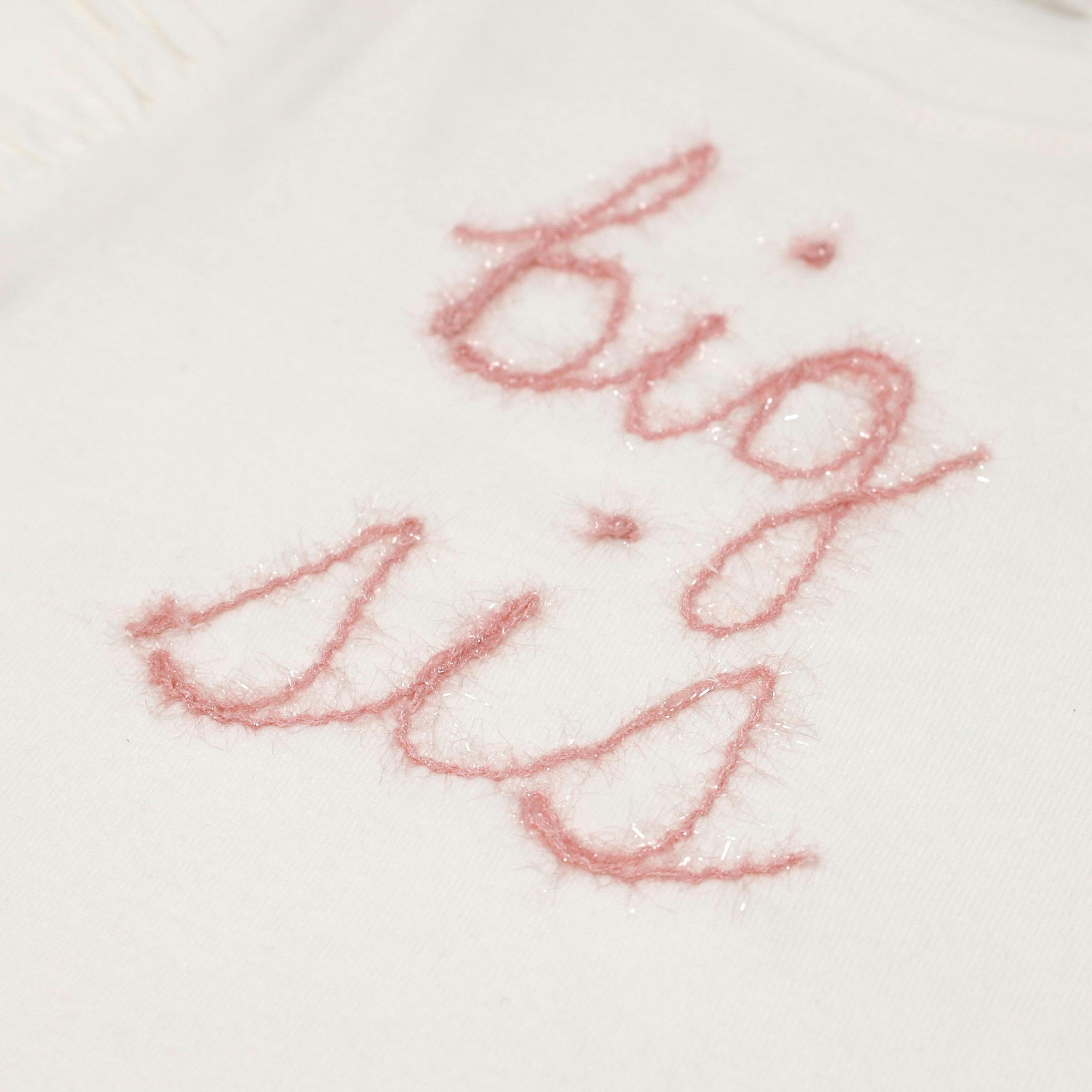 Millie Long Sleeve Tee in 'big sis' Pink Eyelash Writing