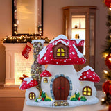 8.5-Inch Merry Little Mushrooms Cottage Tabletop