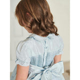 Light Blue Eva Silk Ceremony Girl Hand-Smocked Dress