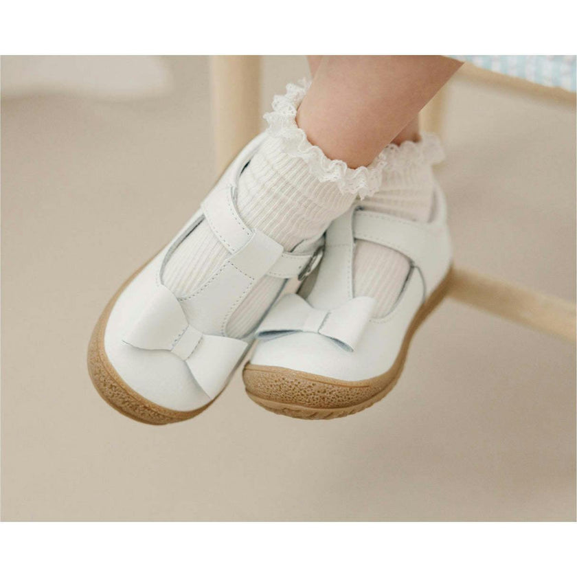 Emma Classic White Bow T-Strap Mary Jane