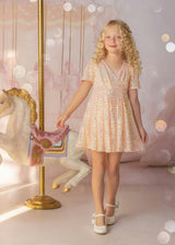 Shine Like a Star Peach Sequin Birthday Dress for Girls