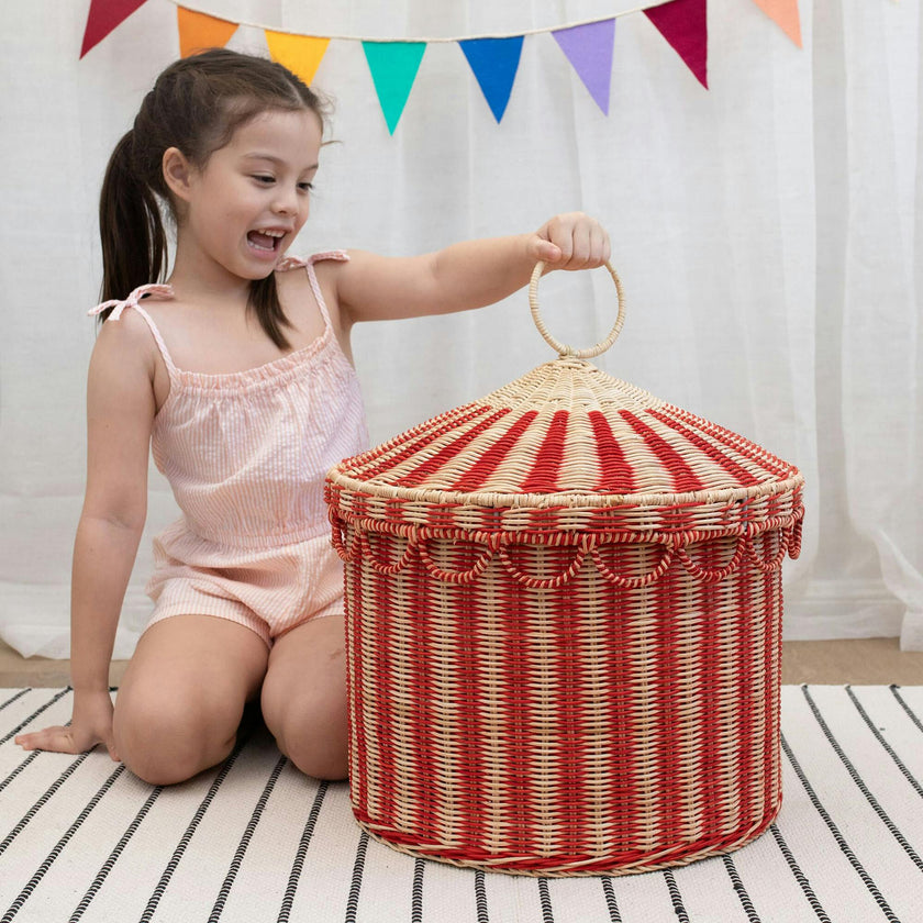 Circus Tent - Toy Basket / Red & Straw