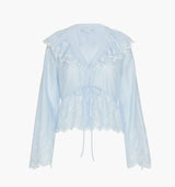 The Zoya Top - Powder Blue with White Embroidery