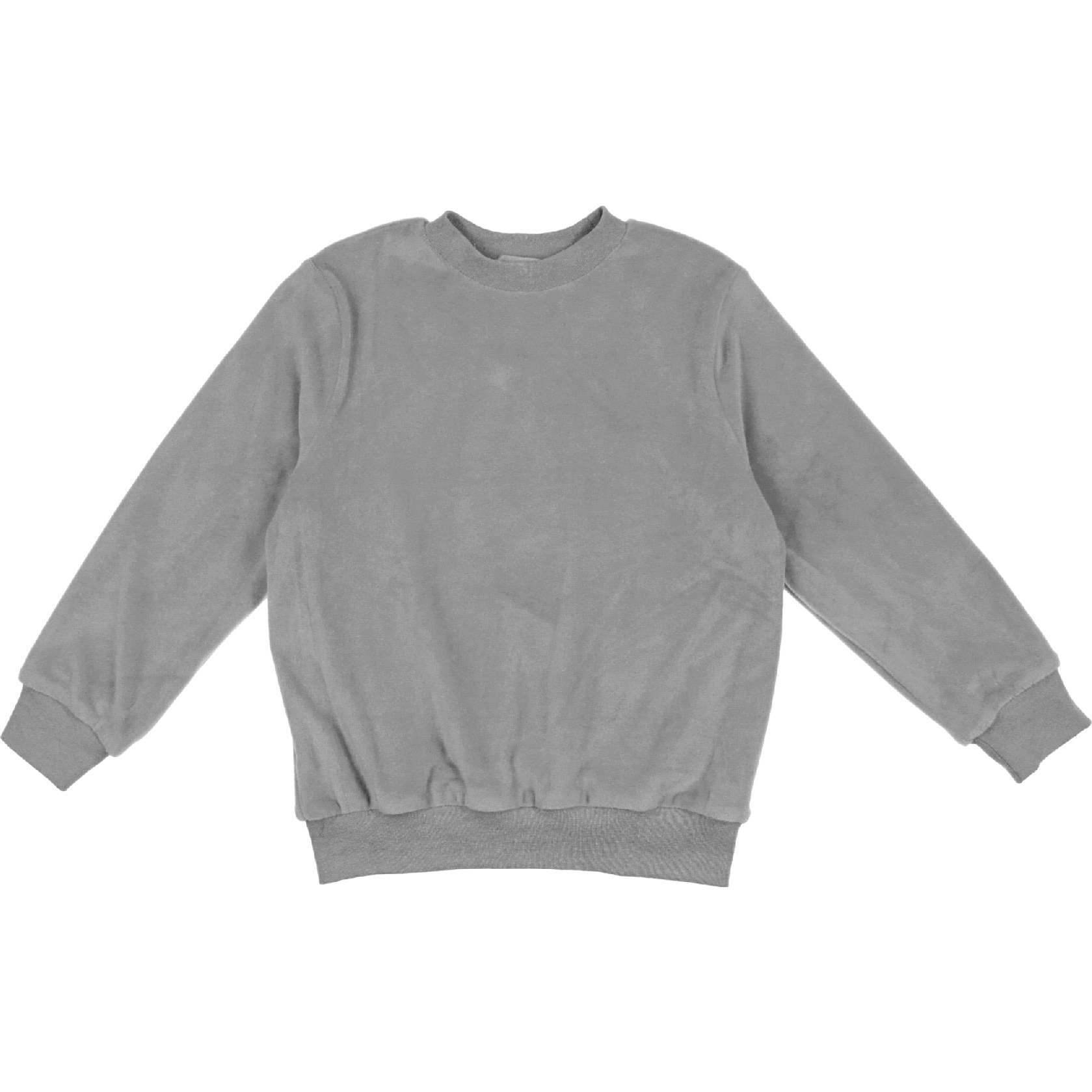 Velour Crew Neck Ribbed Cuff Long Sleeve Shirt