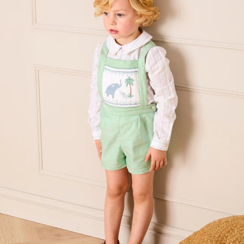Hampton Stripe Button Detail Long Sleeve Shirt in Green (12mths-3yrs)