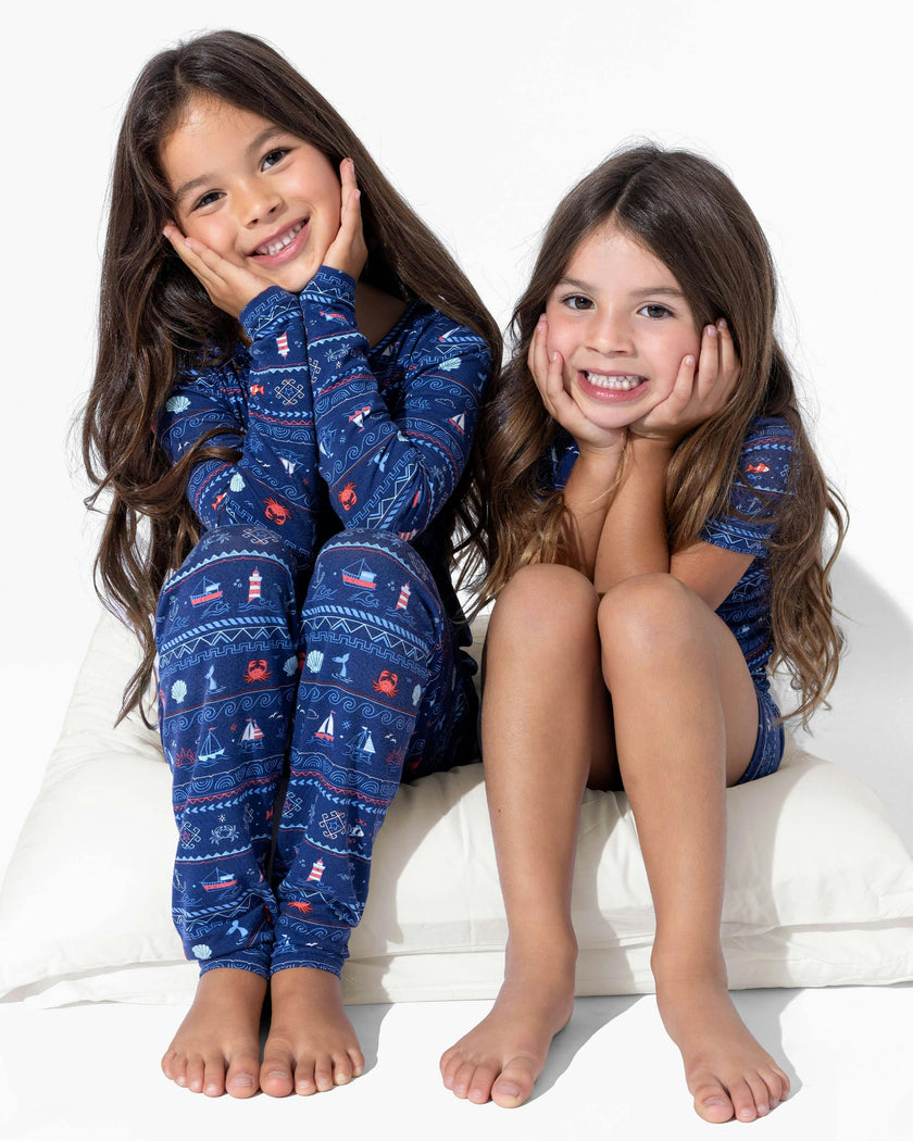 Sail Away Fair Isle Bamboo Kids Pajama Short Set