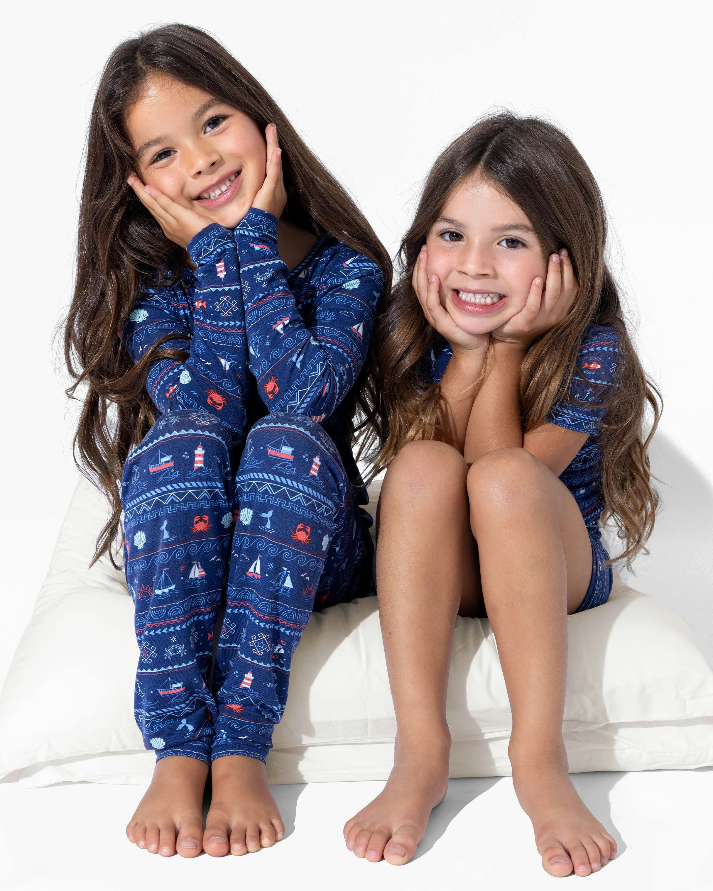 Sail Away Fair Isle Bamboo Kids Pajama Short Set