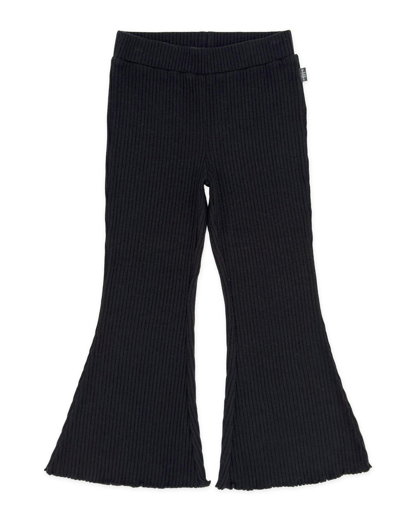 Meadow Bell Bottom Pant - Black Brushed Rib