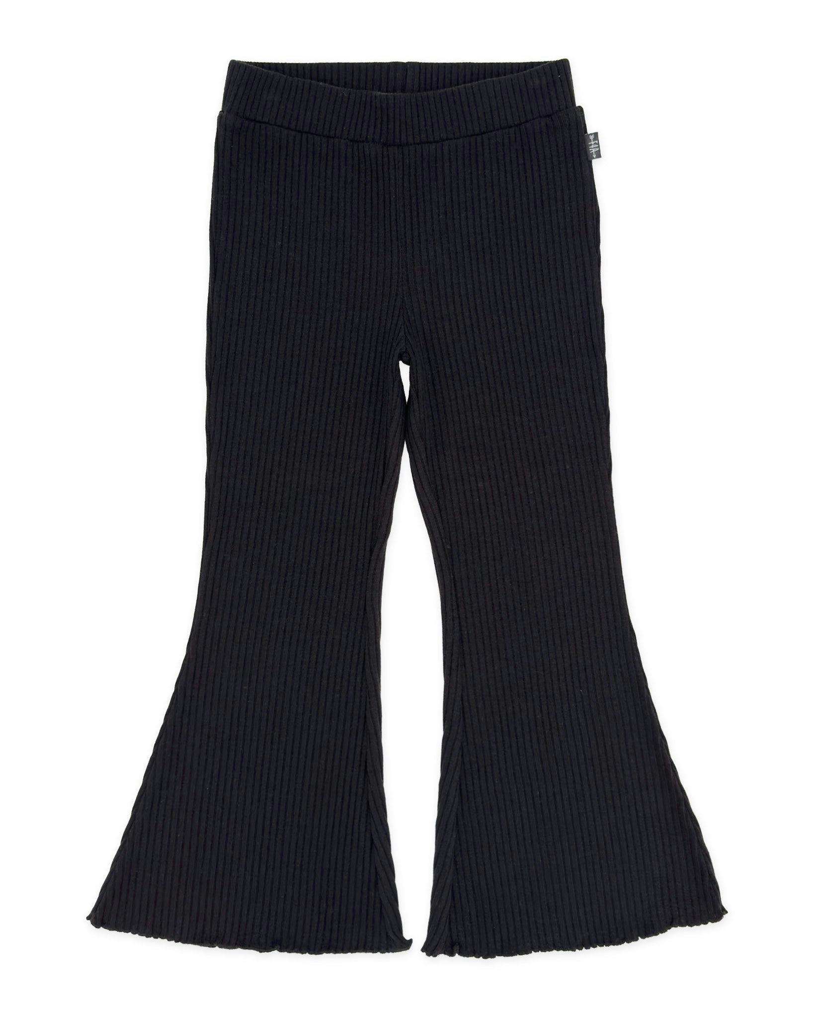 Meadow Bell Bottom Pant - Black Brushed Rib
