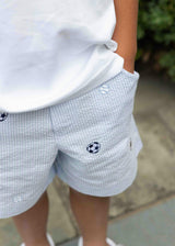 Check Seersucker Short W/Embroidered Sport Balls