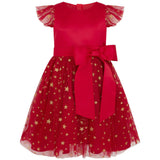 Stella Satin & Gold Star Girls Party Dress