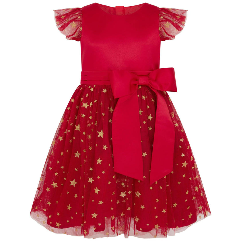 Stella Satin & Gold Star Girls Party Dress