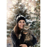 Houndstooth Knit Beanie (Snap On Pom Sold Separately)