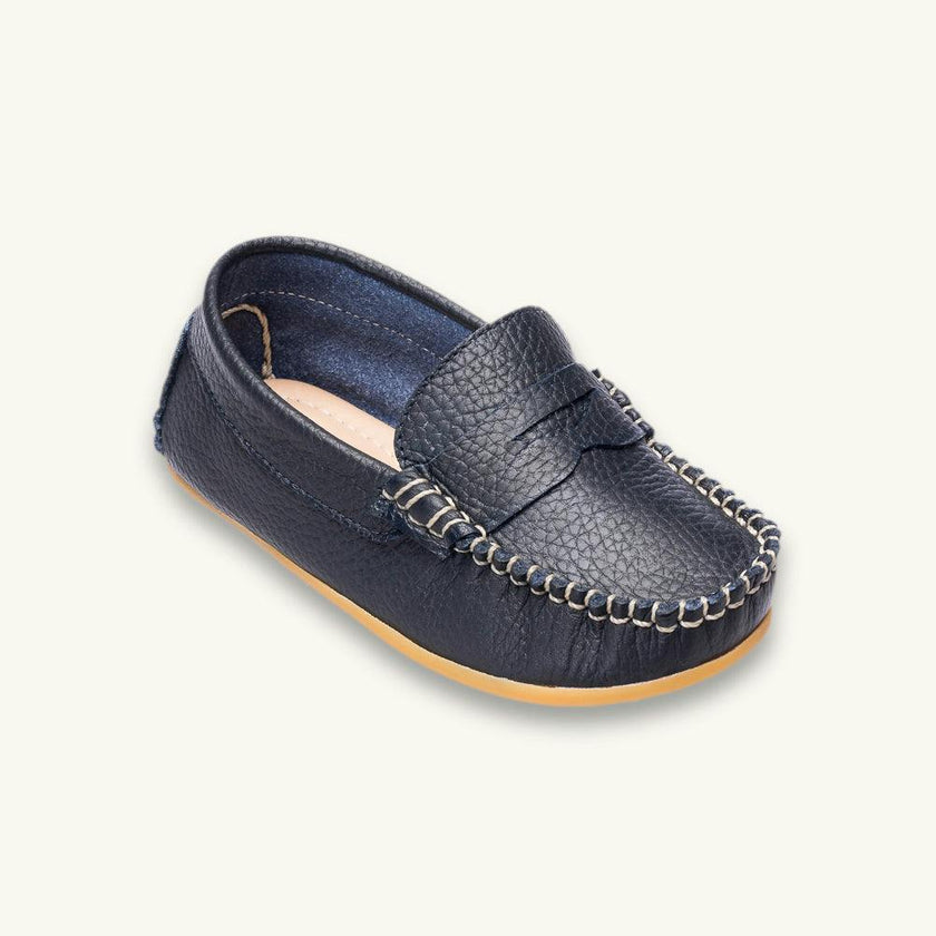Toddler Alex Driver Moccasin | Blue Leather