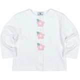 White Knit Cardigan With Flowers
