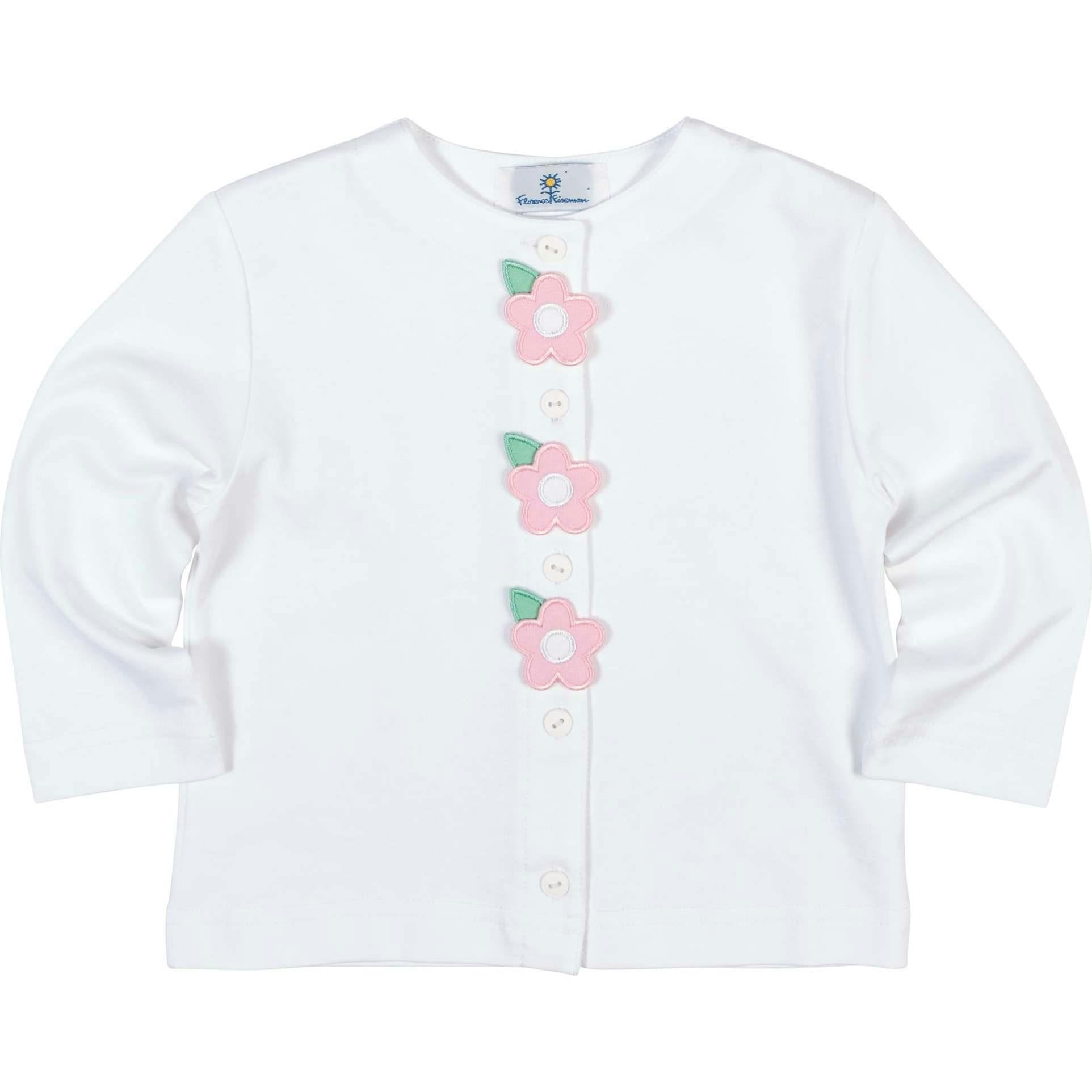 White Knit Cardigan With Flowers