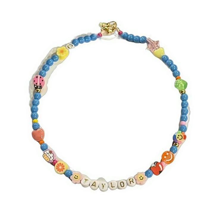 Colorful "Blue" Monogram Happy Necklace