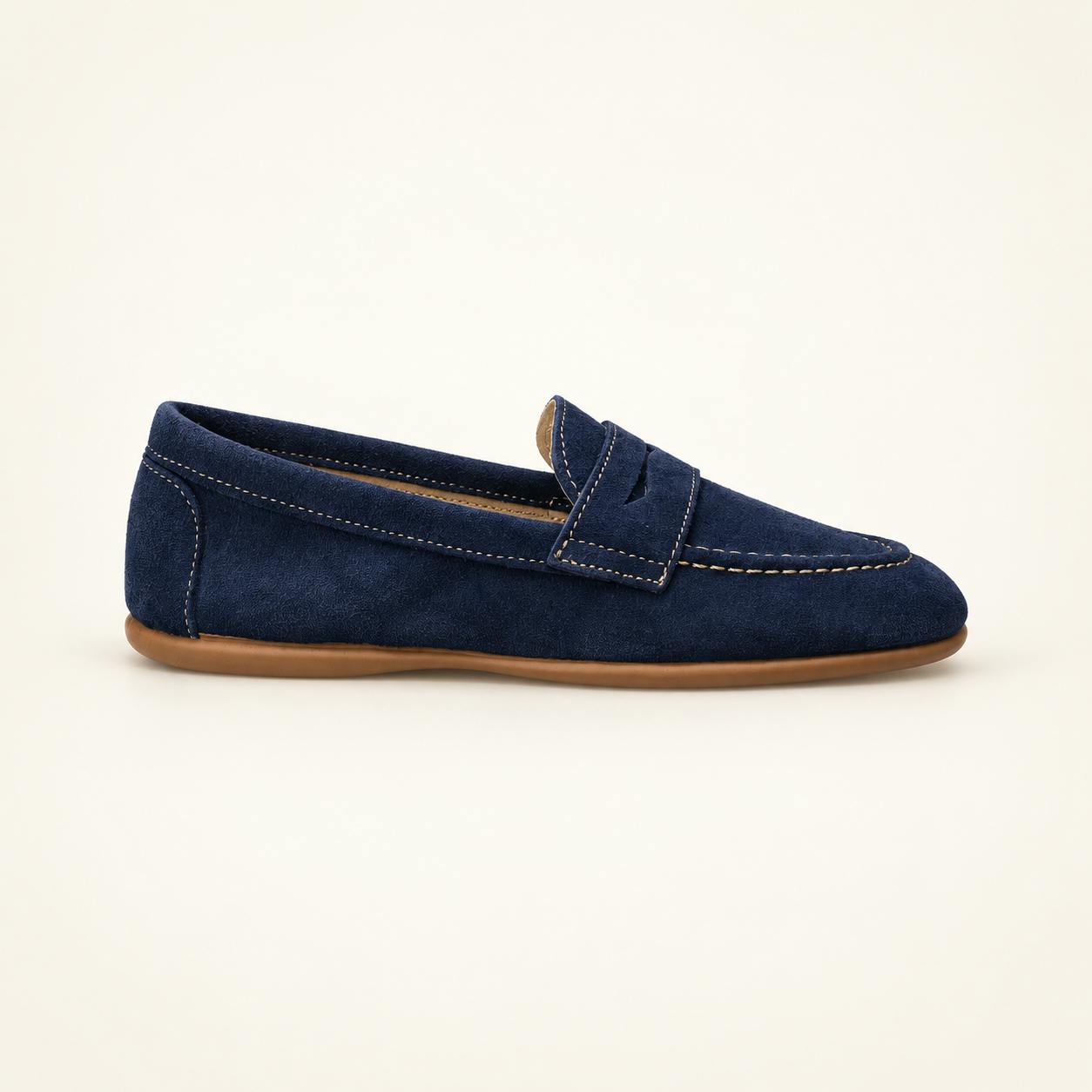 Suede Penny Loafer | Navy