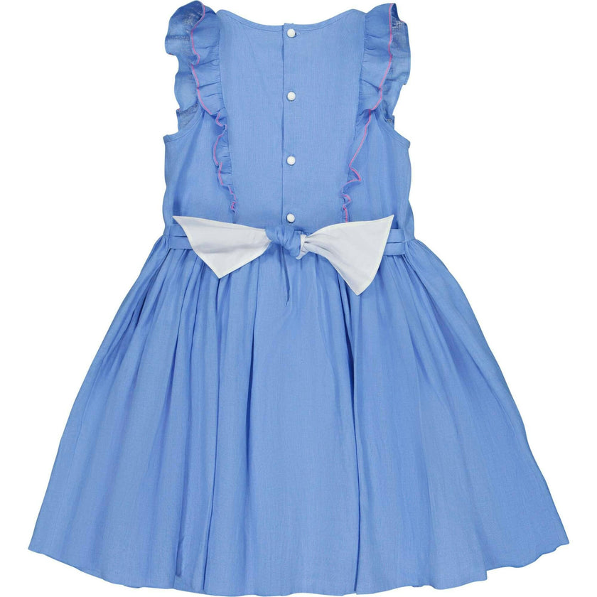 Elivia Blue Linen Smocked Dress