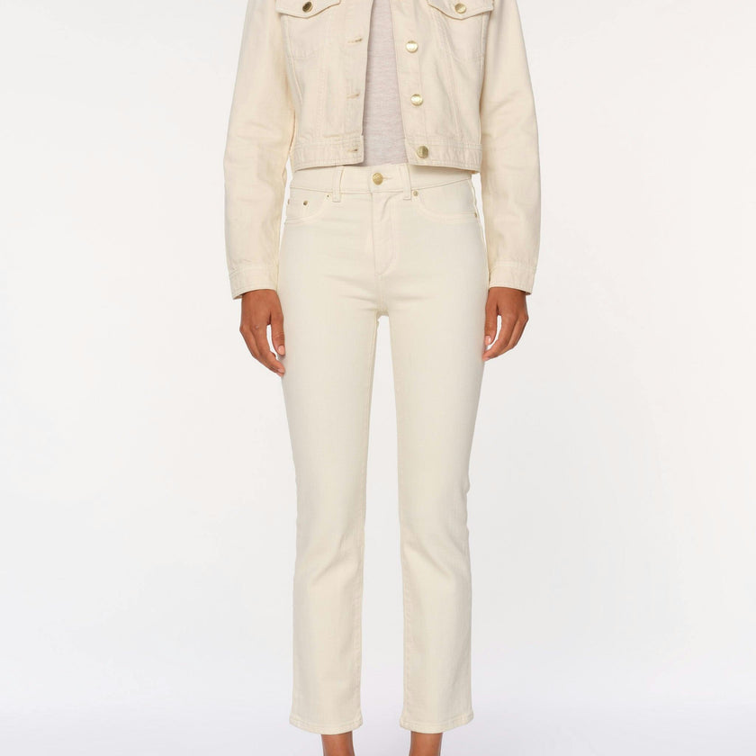 Mara Straight Mid Rise Instasculpt™ Ankle Jeans | Ecru