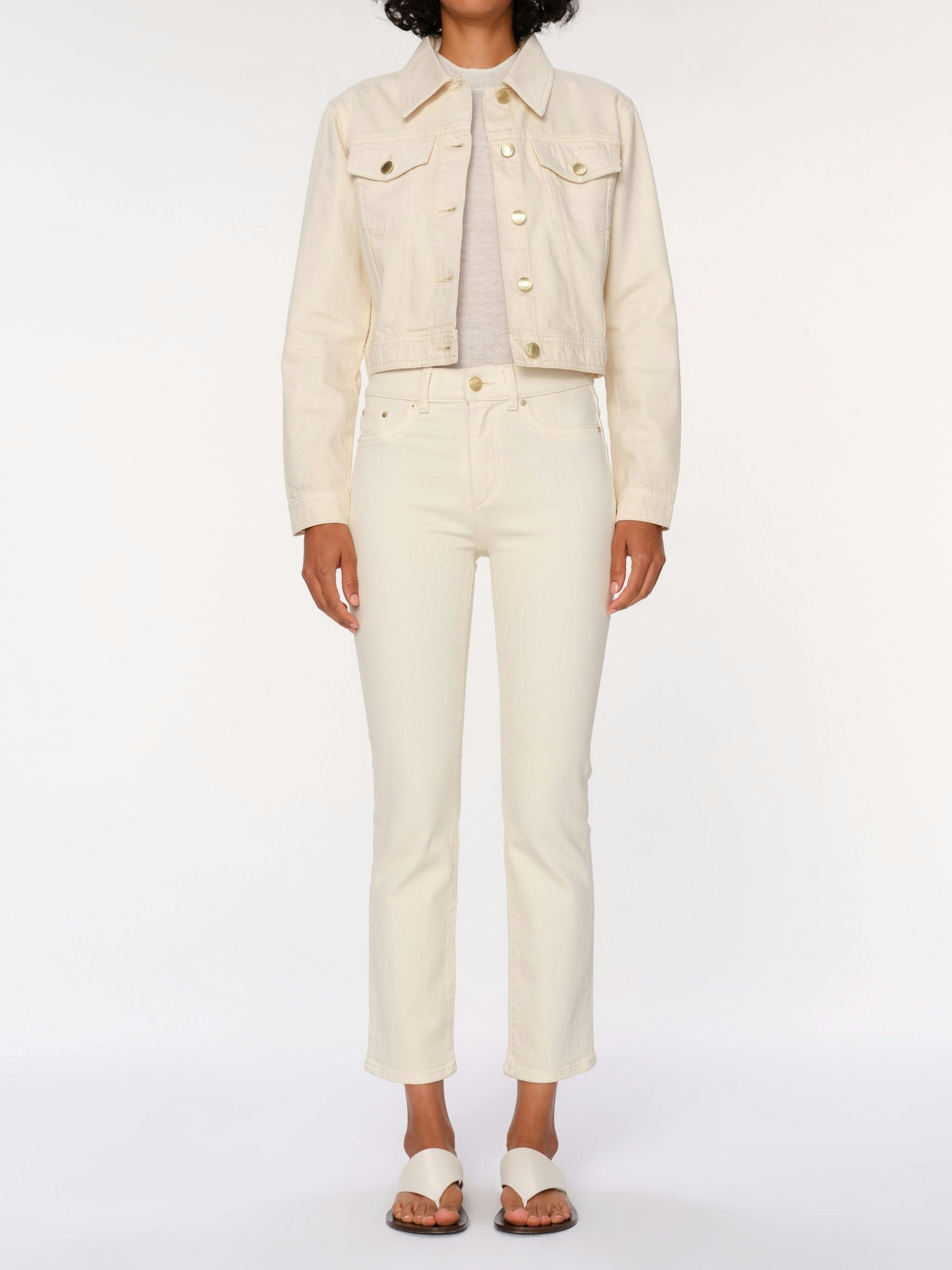 Mara Straight Mid Rise Instasculpt™ Ankle Jeans | Ecru