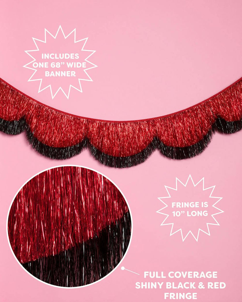 Red + Black Scallop Fringe - scalloped banner
