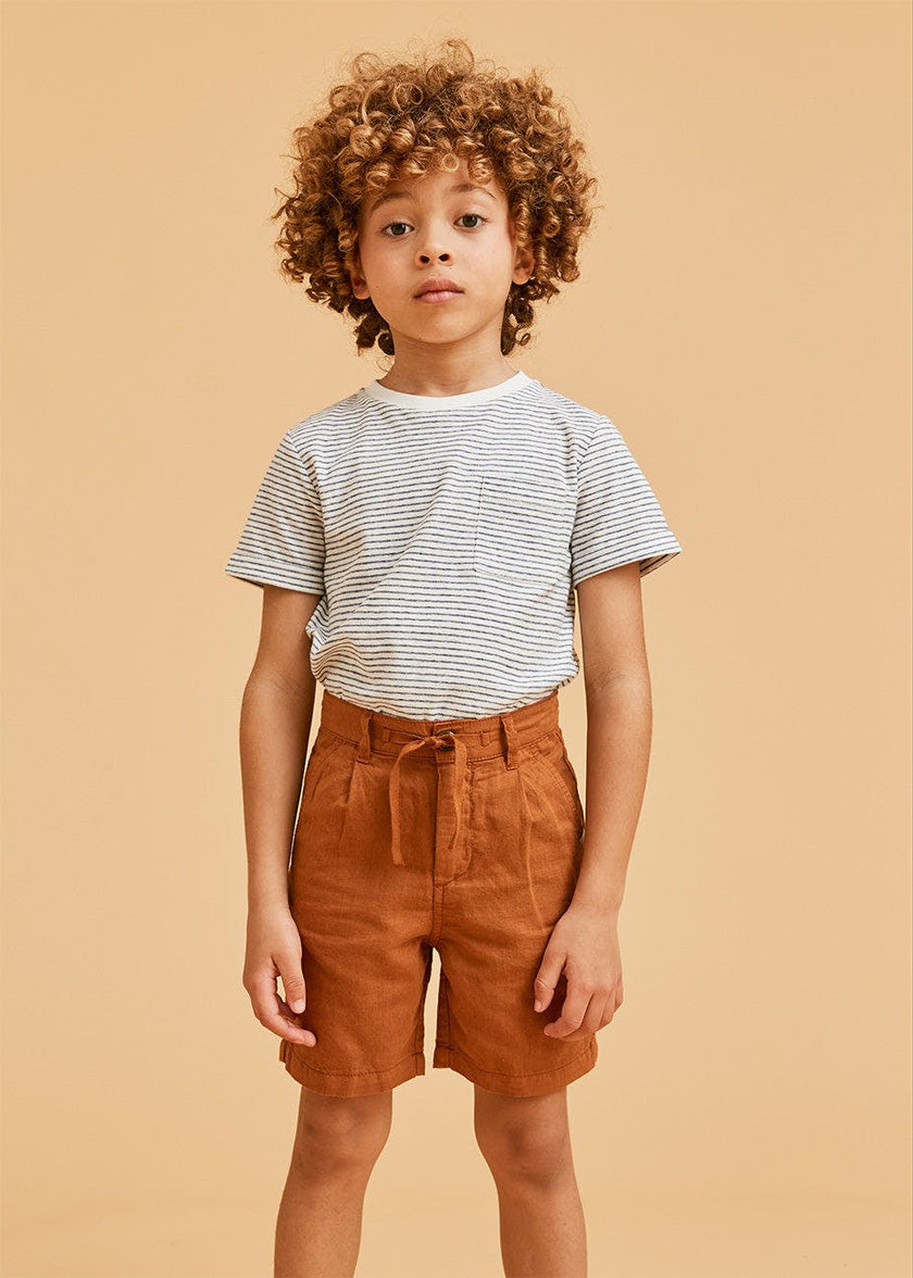 Rust Linen Cotton Shorts