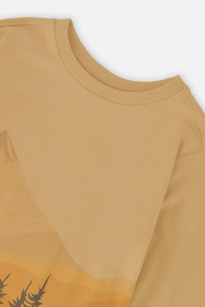 Long Sleeve Organic Cotton T-Shirt Beige