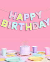 Happy Birthday Banner - pastel iridescent garland