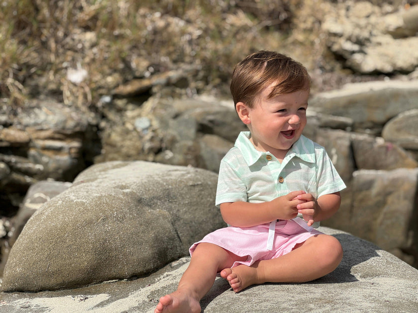 JETTY MINT Stripe Jersey Onesie
