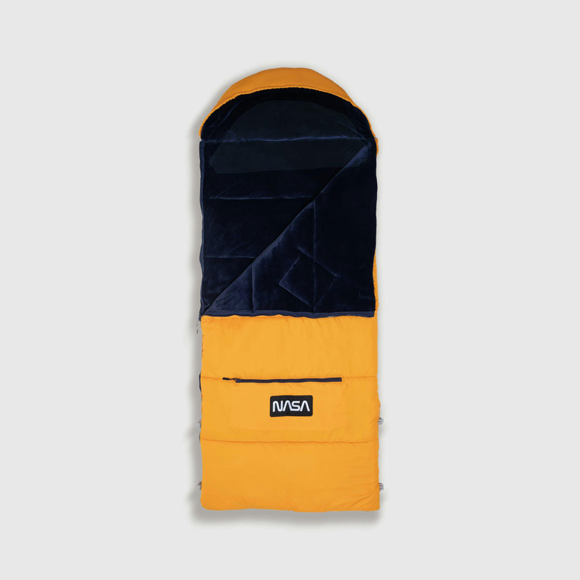 Sleep-N-Pack™ – Big Kid Size | NASA Official Logo & Patches | 2-in-1 Backpack & Sleeping Bag with Cozy Fleece Liner - ORANGE