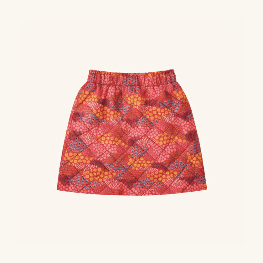 Quilted Skirt in Red Floral