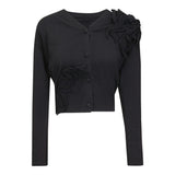 Cropped Flower Cardigan