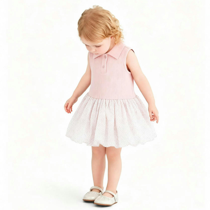 Pink Dotted Collar Dress