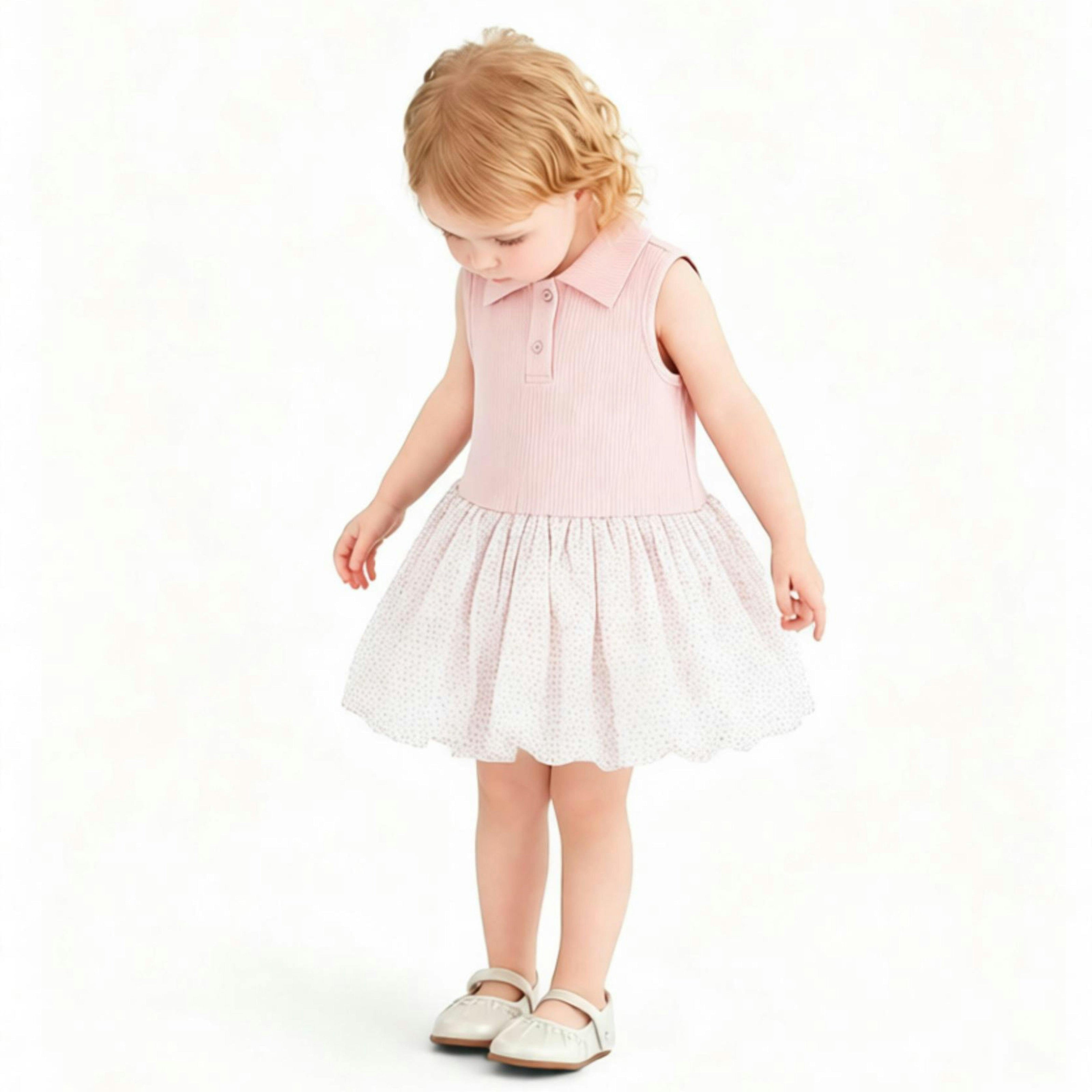 Pink Dotted Collar Dress