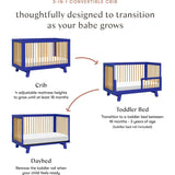 Hudson 3-In-1 Convertible Crib With Toddler Bed Conversion Kit