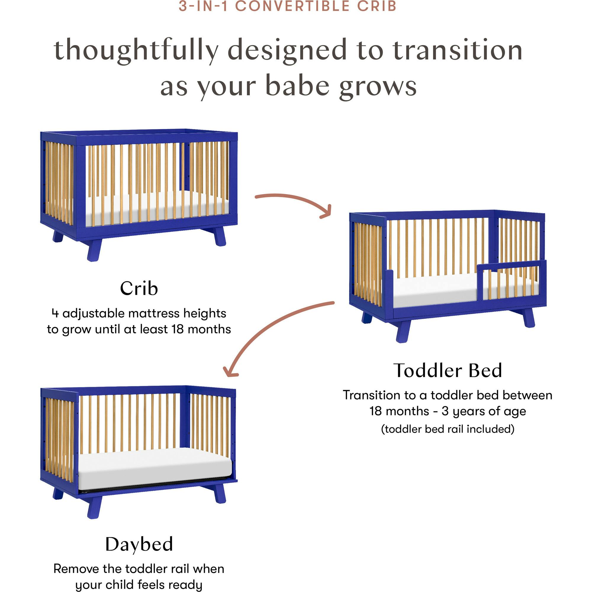 Hudson 3-In-1 Convertible Crib With Toddler Bed Conversion Kit
