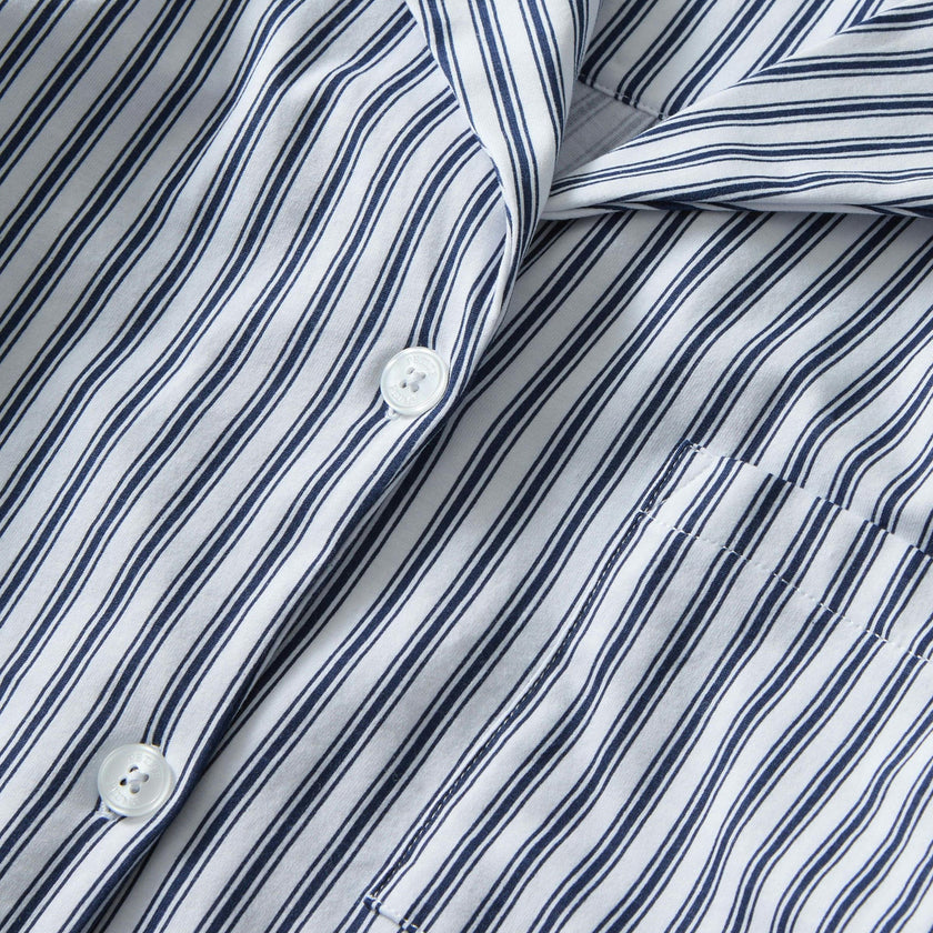 The Olivia Pima Short Set in Navy French Ticking