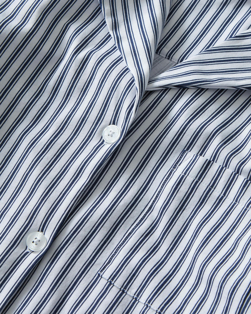 The Olivia Pima Short Set in Navy French Ticking