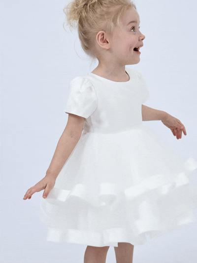 White Suttona Satin Bow Dress
