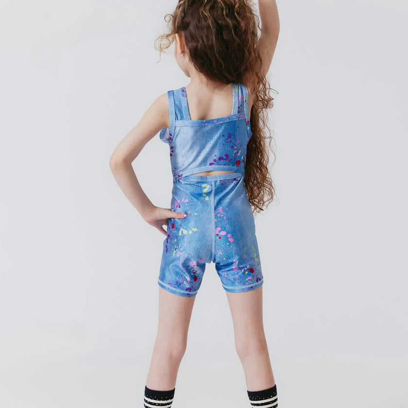 Girls Thick Straps Mid Back Cut Out Leotard