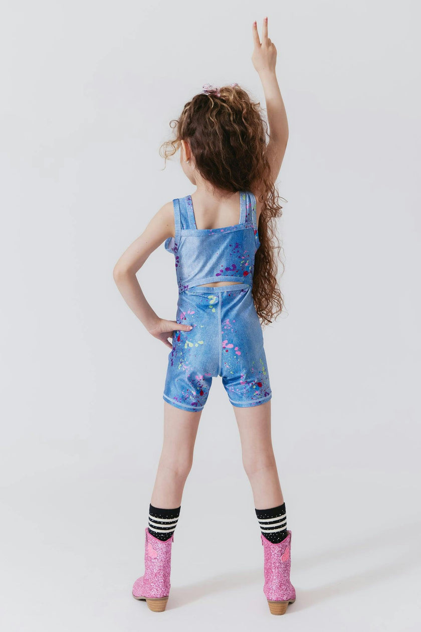 Girls Thick Straps Mid Back Cut Out Leotard