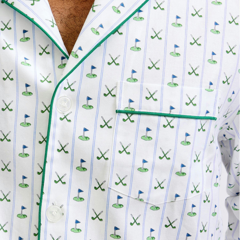 Men's Twill Pajama Set in Fairway Stripe