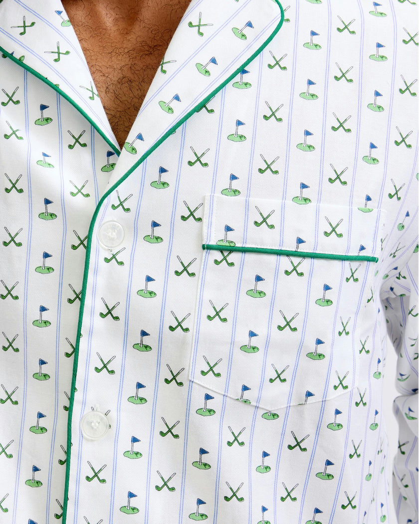 Men's Twill Pajama Set in Fairway Stripe