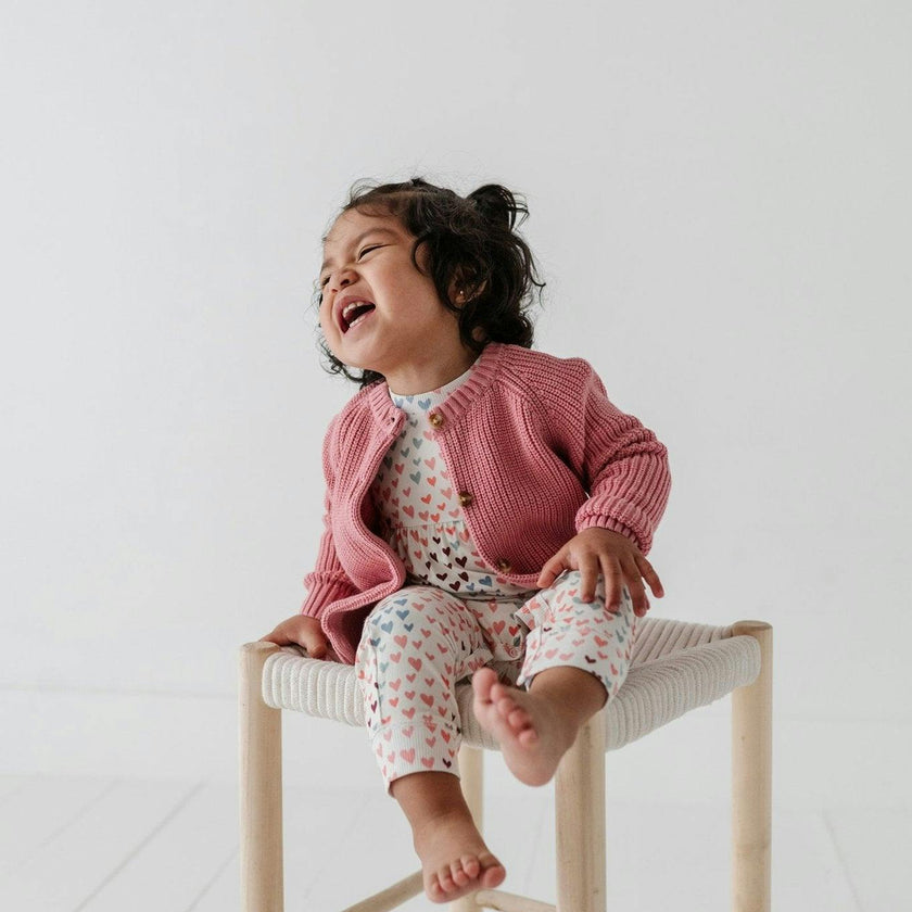 Girls Knit Cardigan in Pink