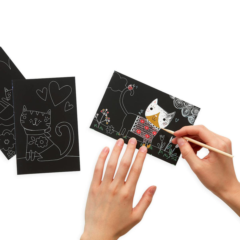 Scratch and Scribble Mini Scratch Art Kit - Cutie Cats - 6 Cards