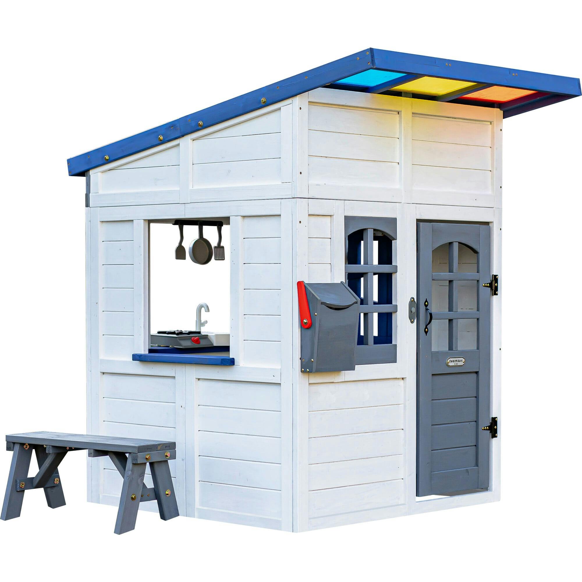 Teamson Kids Rainbow Shade Wooden Playhouse with Kitchen