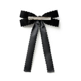 Halo Luxe Opaline Velvet Scalloped Long Tail Clip - Black
