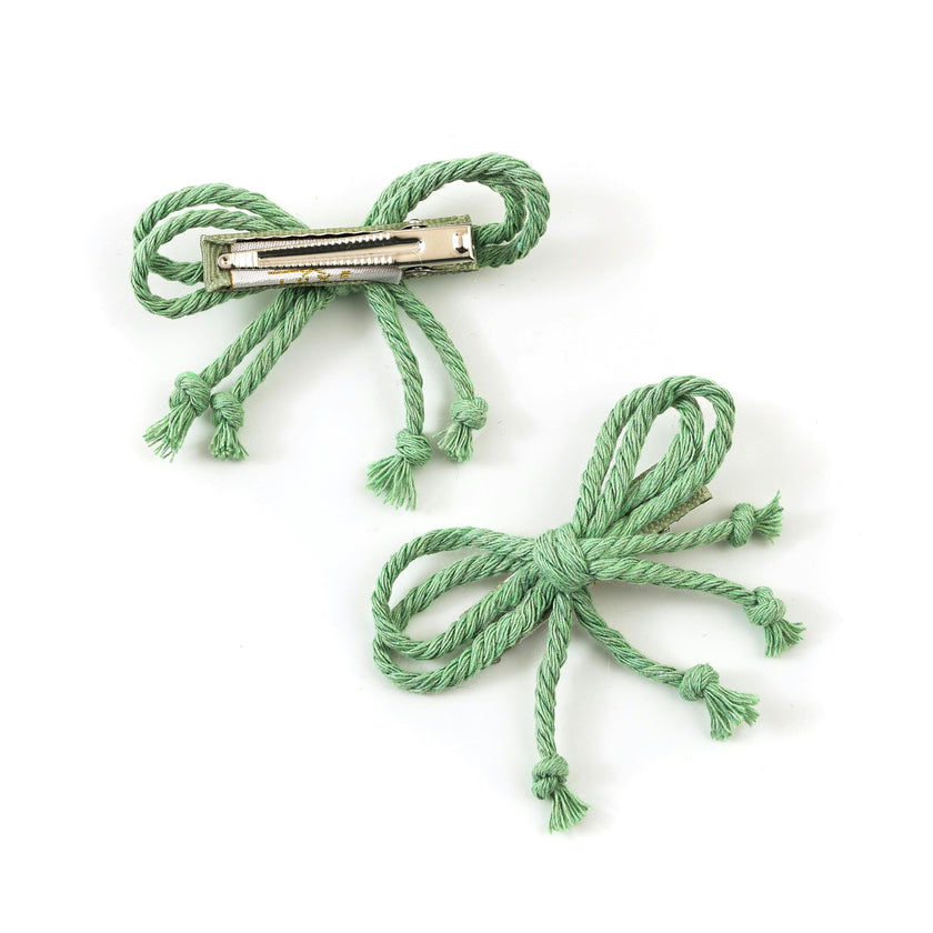 Halo Luxe Bea Braided Rope Double Clip Set - Mint Green