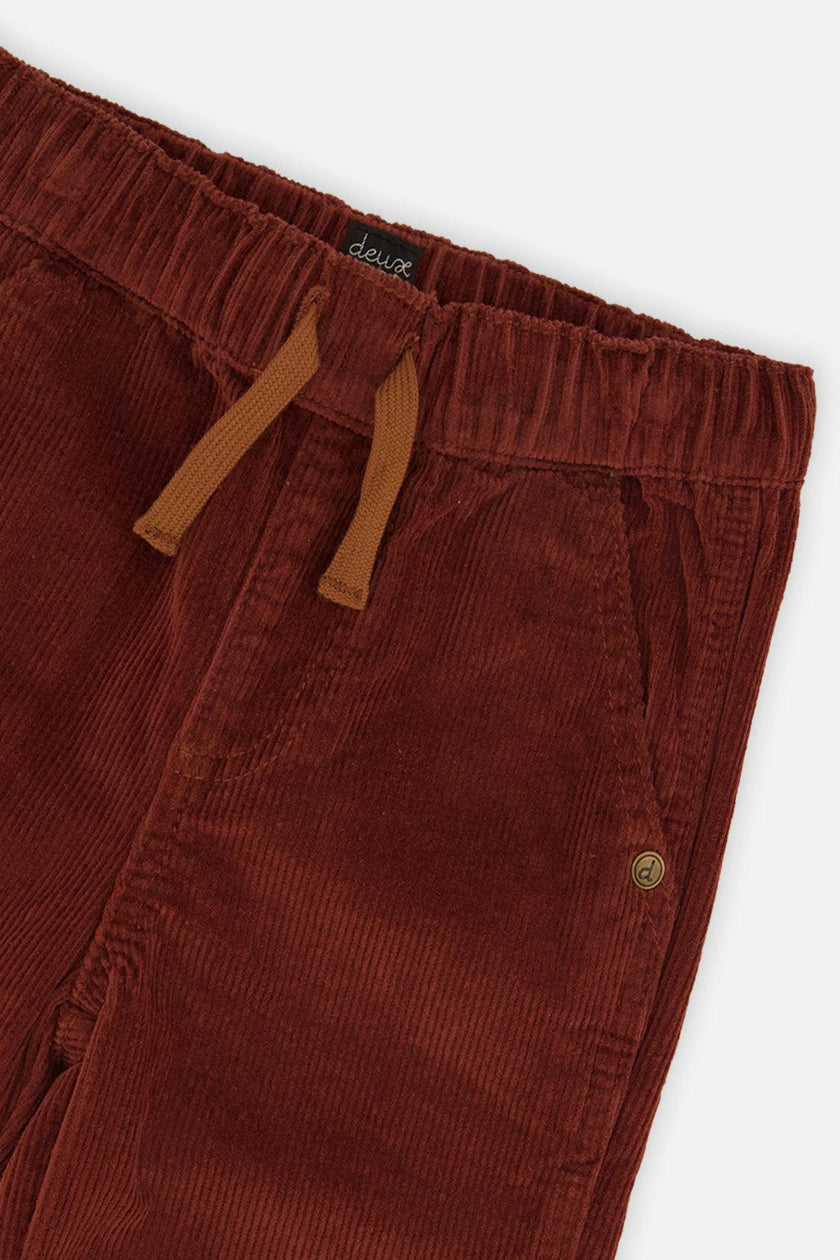 Stretch Corduroy Pants with Cargo Pocket Reddish-Brown